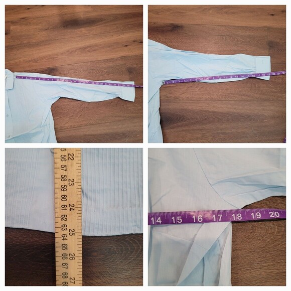 VTG Lady Manhattan Sz 12 S Blue Collar Pleat Long Sleeve Button Dura Smooth READ - Picture 5 of 16